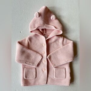 GAP Baby Pale Pink Knit Hooded Baby Cardigan with Ear Details 18-24 months